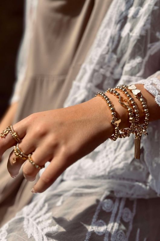 Laundry B Free Spirit Stretch Stacker Bracelet Triple Clover Gold